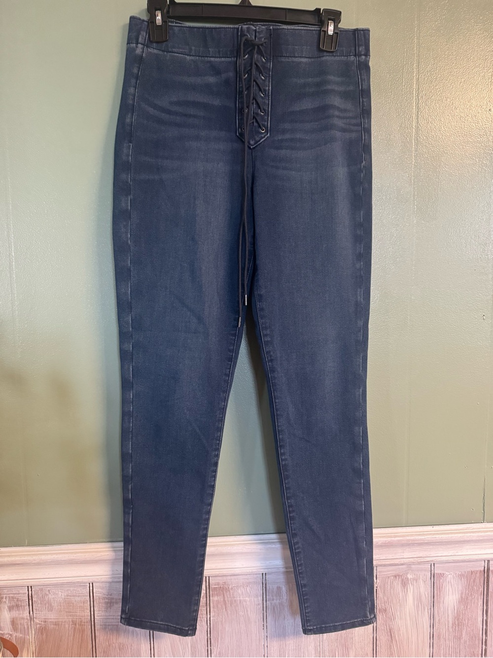 American Eagle Outfitters Lace-Up Skinny Jeans in Dark Blue